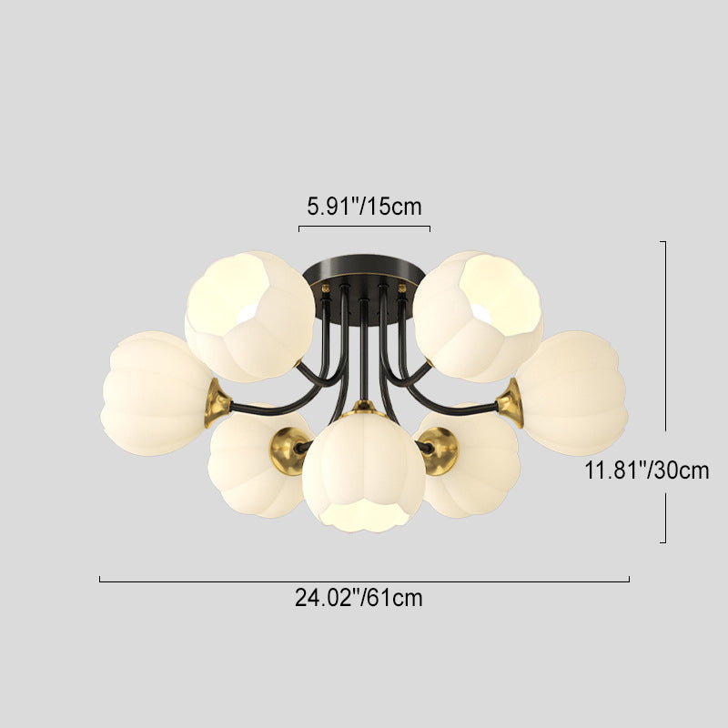 Zeitgenössische Creative Pod Kupferglas 7/9 Licht Halbbündige Deckenleuchte für Wohnzimmer 