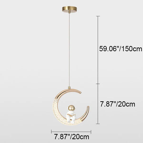 Lampe suspendue moderne et créative pour enfants, astronaute, lune, LED 