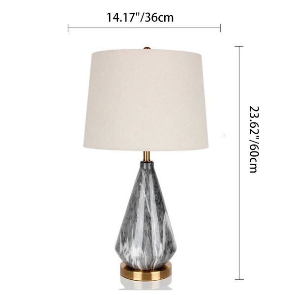 Moderne minimalistische Tischlampe mit konischem Keramiksockel und Stoffschirm, 1-flammig, für Wohnzimmer & Schlafzimmer 