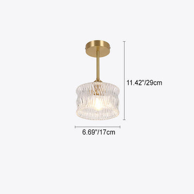 Modern Luxury Brass Glass Flower-Shaped 1-Light Semi-Flush Mount Ceiling Light