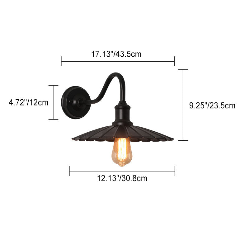 Modern Minimalist Waterproof Round Pleated Petal Iron 1-Light Wall Sconce Lamp For Outdoor Patio