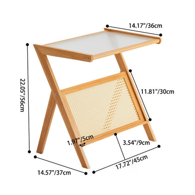 Table d'extrémité en bambou en verre en forme de Z à la simplicité contemporaine pour le salon 