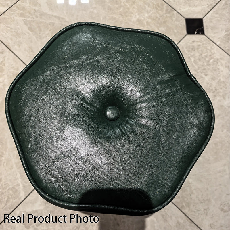 Contemporary Nordic PU Leather Pine Wood Flower-Shaped Low Stool For Living Room