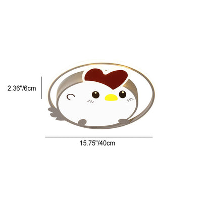 Childlike Cartoon Chick Acrylic Round LED Kids Flush Mount Ceiling Light