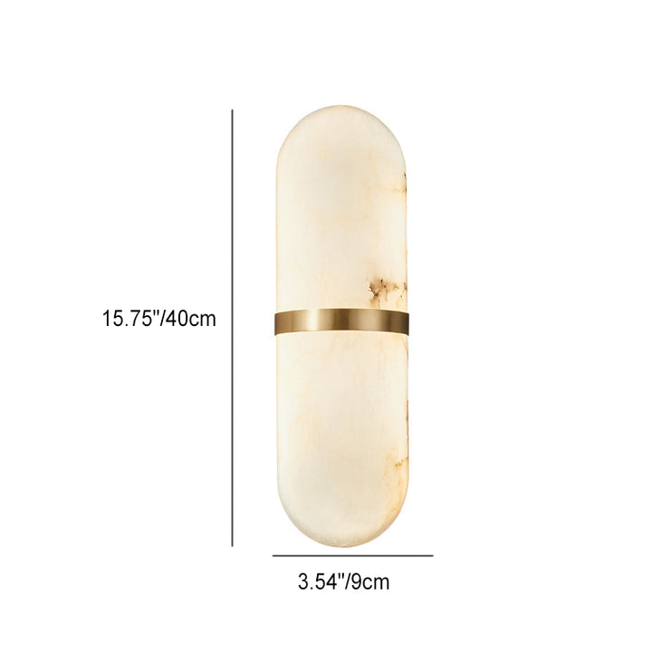 Traditional Chinese Marble Copper Cylinder LED Wall Sconce Lamp For Living Room
