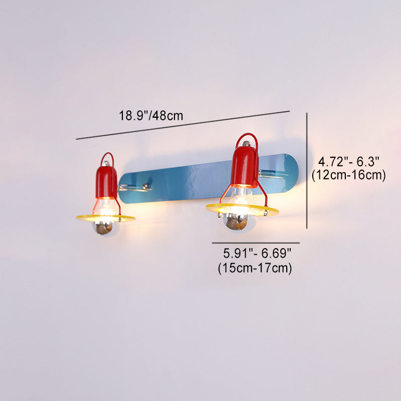 Zeitgenössische kreative kindliche bunte geometrische Eisen 2-Licht Spiegel Front Wandleuchte Lampe für Schlafzimmer 