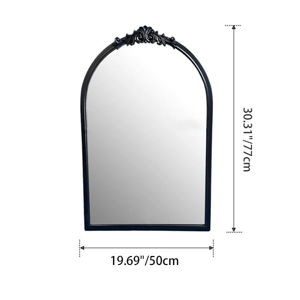 Traditioneller französischer ovaler Bogen-Wandspiegel aus Polyurethan und Glas für Wohnzimmer &amp; Badezimmer 