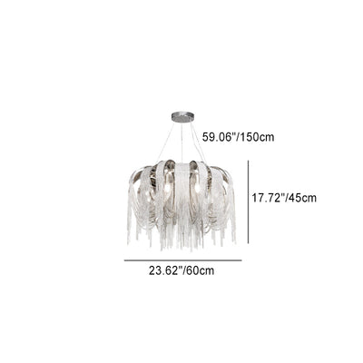 Modern Luxury Iron Aluminum Chain Tassel 6/8/10/12/15 Light Chandeliers For Hallway