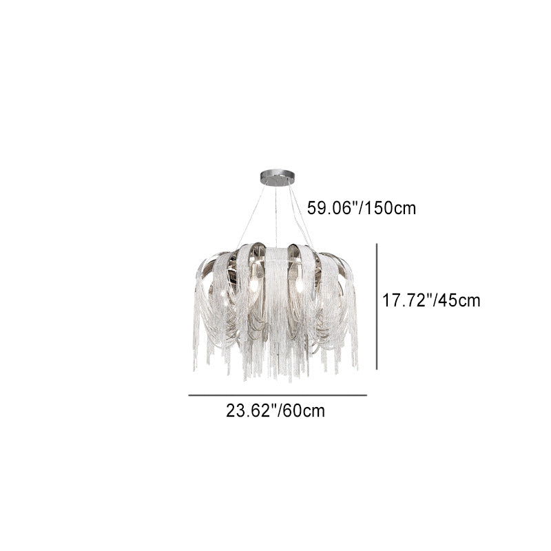 Modern Luxury Iron Aluminum Chain Tassel 6/8/10/12/15 Light Chandeliers For Hallway