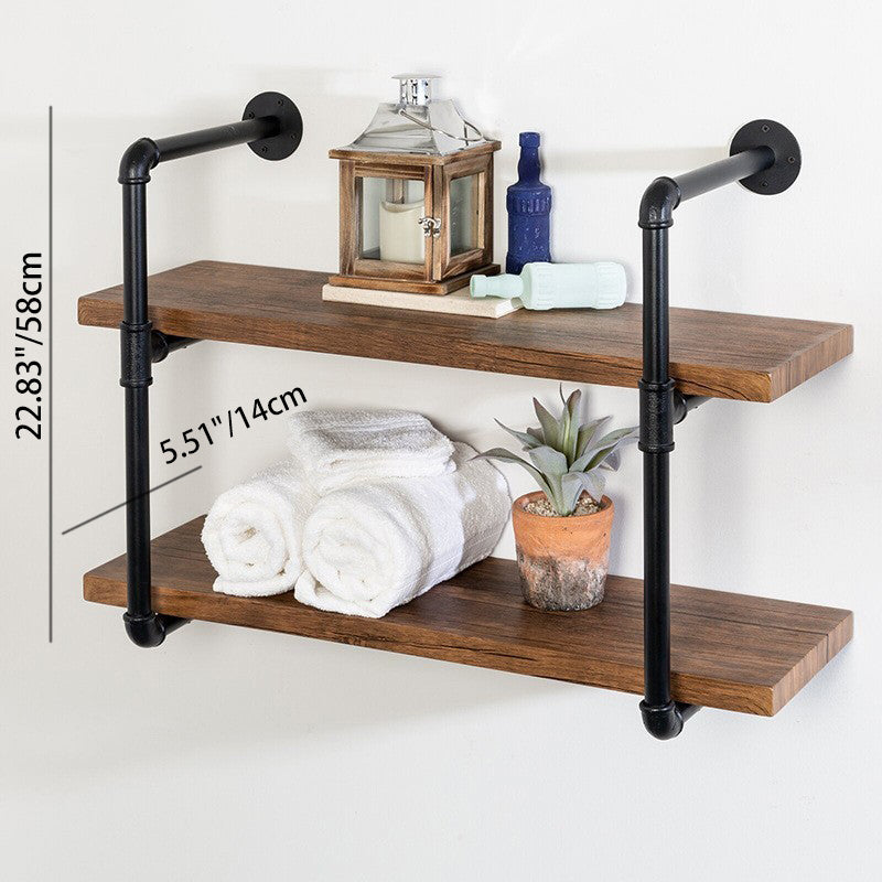 Modern Minimalist Rectangular Iron Zinc Solid Wood Bookshelves 2/3/4 Tier For Home Office