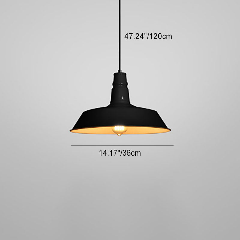 Contemporary Industrial Round Iron 1-Light Pendant Light For Living Room