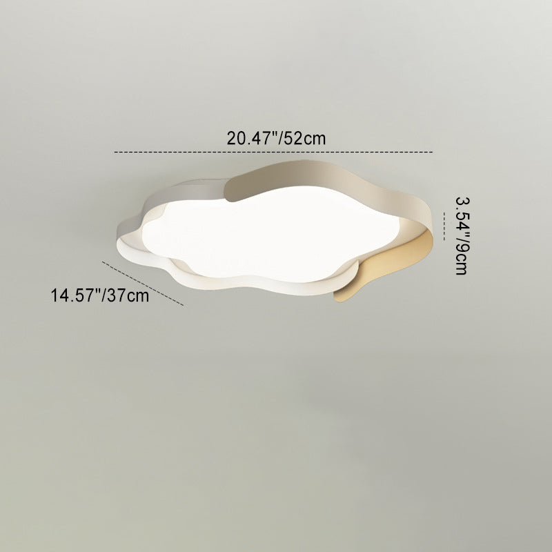 Plafonnier LED en forme de vague en fer PE de simplicité moderne pour salon 