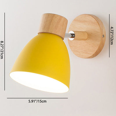 Modern Minimalist Solid Color Macaron Iron Wood 1-Light Wall Sconce Lamp