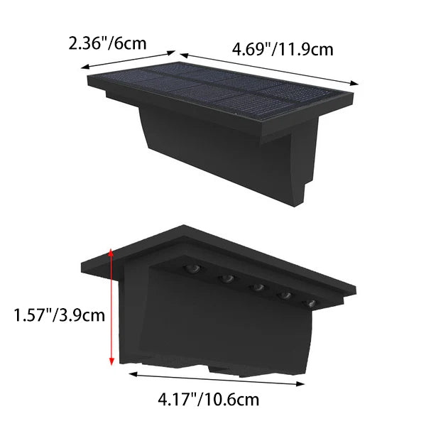 Moderne minimalistische wasserdichte Solar-LED-Wandleuchte für den Außenbereich aus ABS in Stufengeometrie 