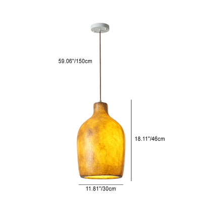 Traditionelle japanische Fiberglas-Eisenflasche, runde 1-flammige Pendelleuchte für Esszimmer 