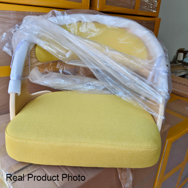 Silla de comedor con patas de madera contemporáneas nórdicas tapizadas en tela, respaldo curvado para comedor 