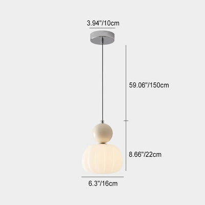Moderne minimalistische runde Kürbis Eisen Acryl 1-Licht Pendelleuchte für Schlafzimmer 
