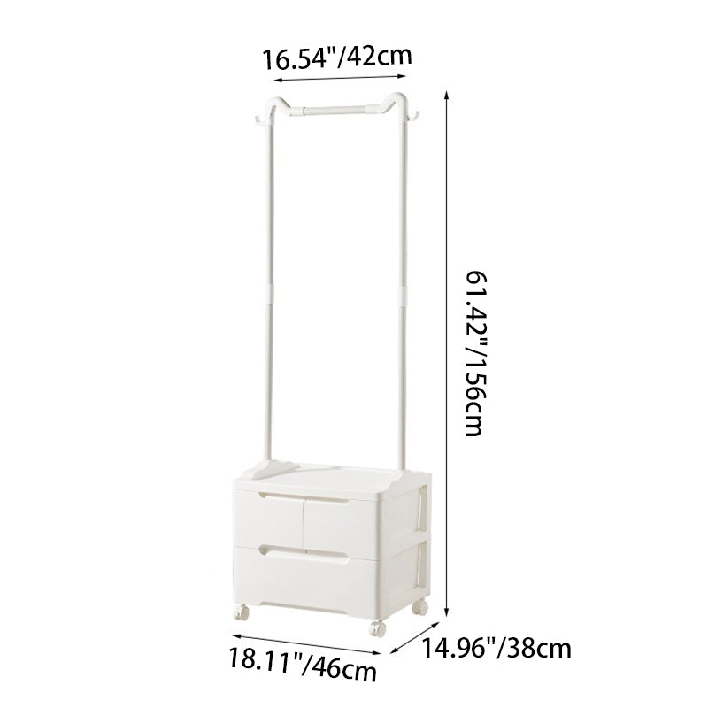 Armoire de rangement mobile à 3 compartiments en PP et acier au carbone, forme rectangulaire, style minimaliste moderne, oreilles de chat, pour chambre à coucher 