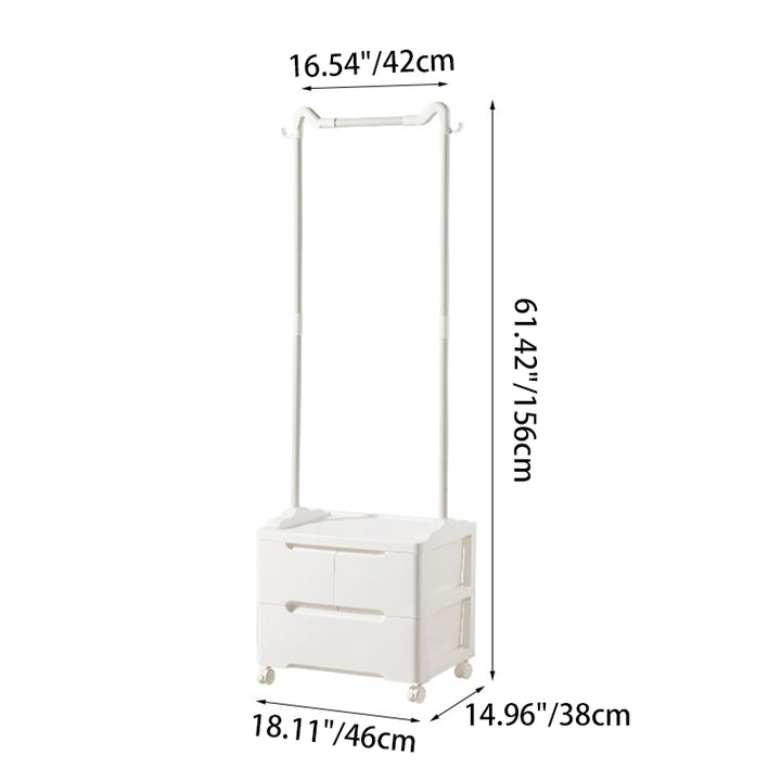 Armoire de rangement mobile à 3 compartiments en PP et acier au carbone, forme rectangulaire, style minimaliste moderne, oreilles de chat, pour chambre à coucher 