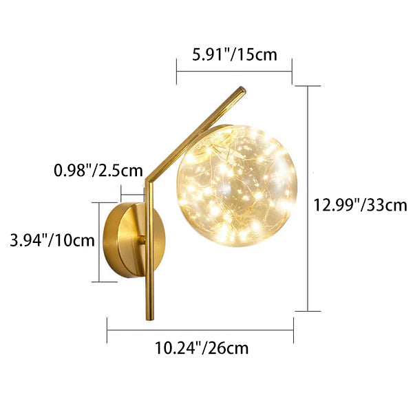 Traditionelle europäische Wandleuchte mit vollem Stern aus Eisen und Glas mit LED-Lichtkugel für Wohnzimmer und Schlafzimmer 