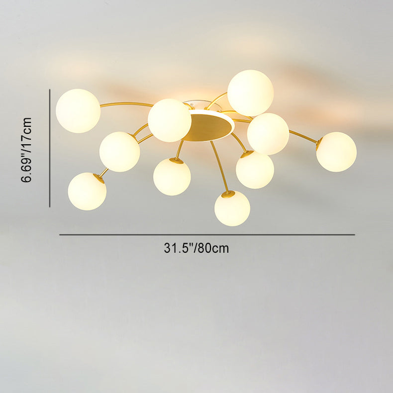 Moderne Luxus Runde Kugel Eisen Glas 10/12/16 Licht Semi-Flush Mount Deckenleuchte für Wohnzimmer 