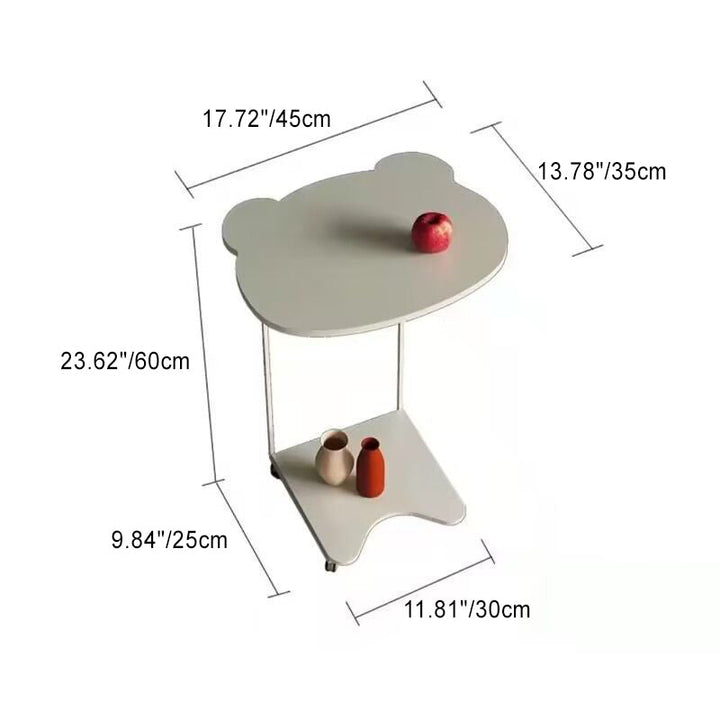 Contemporary Creative Bear MDF Iron Coffee Table Removable 2-Tier For Living Room
