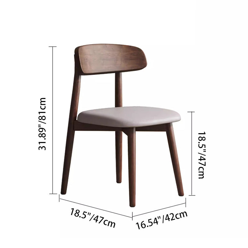 Traditional Vintage Square Rubberwood PU Leather Foam Sponge Armless Dining Chair For Dining Room