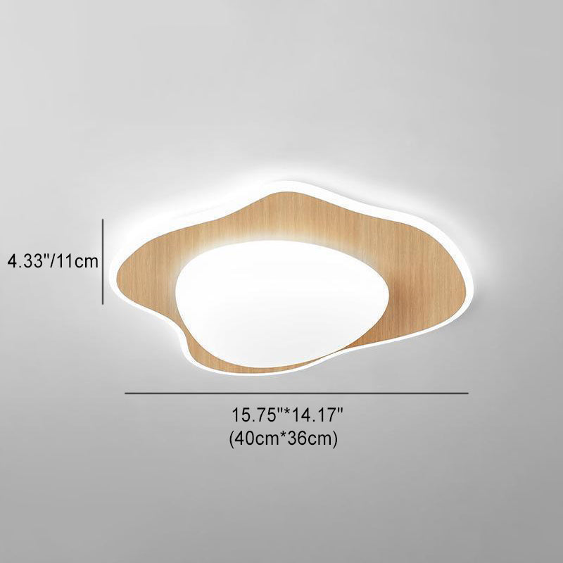 Moderne Einfachheit Pochiertes Ei Runde Holz Kunststoff LED Unterputz Deckenleuchte für Schlafzimmer 