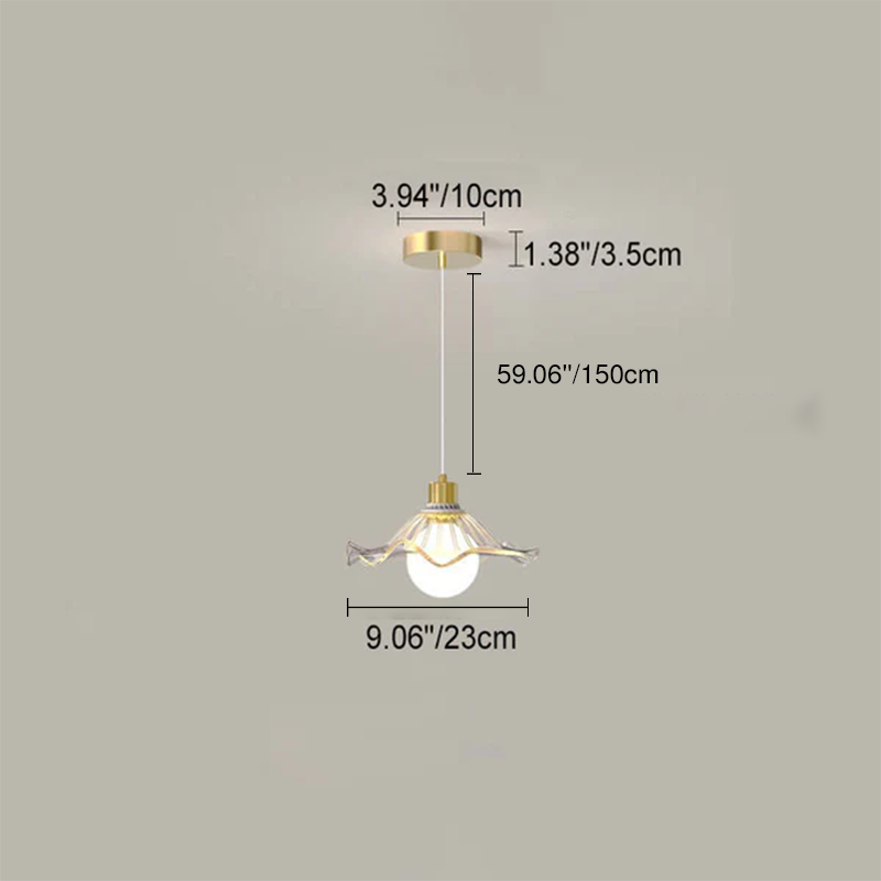 Modern Minimalist Glass Flower Design Iron 1-Light Pendant Light For Living Room