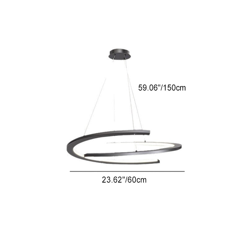 Lustre LED en bande courbée en aluminium et silicone minimaliste moderne pour salon 