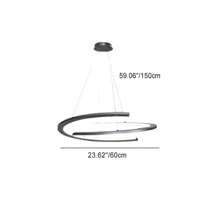 Lustre LED en bande courbée en aluminium et silicone minimaliste moderne pour salon 