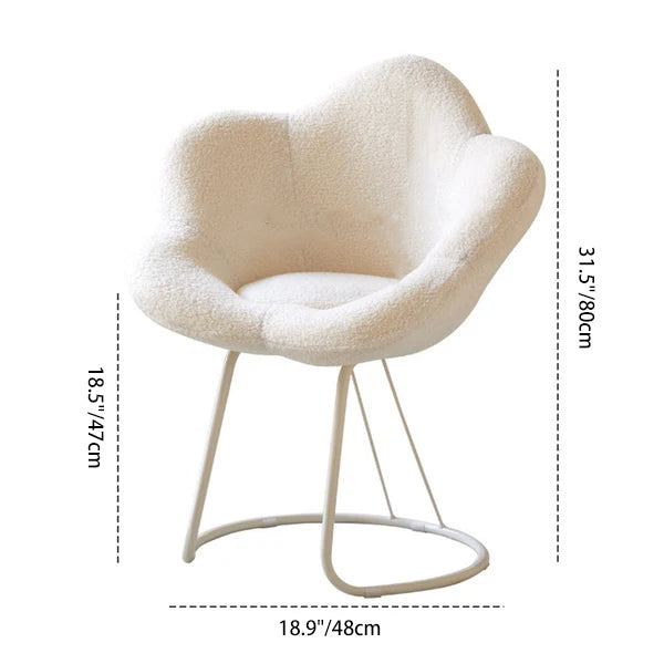 Modern Minimalist Plum Round Sherpa Fabric Metal Vanity Stool Backrest Armless For Bedroom