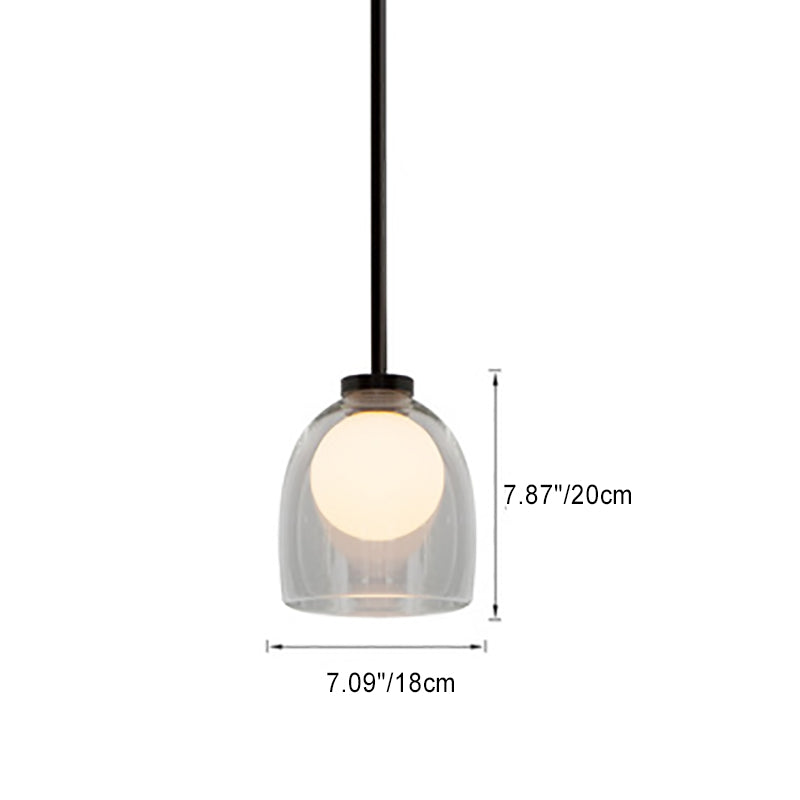 Lámpara colgante de vidrio cilíndrico minimalista moderna de 1 luz para sala de estar 