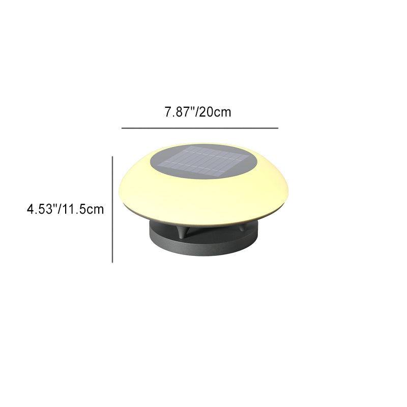 Simplicité moderne solaire étanche en acier inoxydable PE rond vaisseau spatial LED éclairage paysager lumière extérieure pour Patio extérieur 