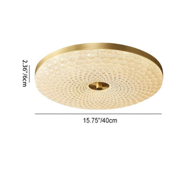 Contemporary Scandinavian Round All Copper Acrylic LED Flush Mount Ceiling Light For Bedroom