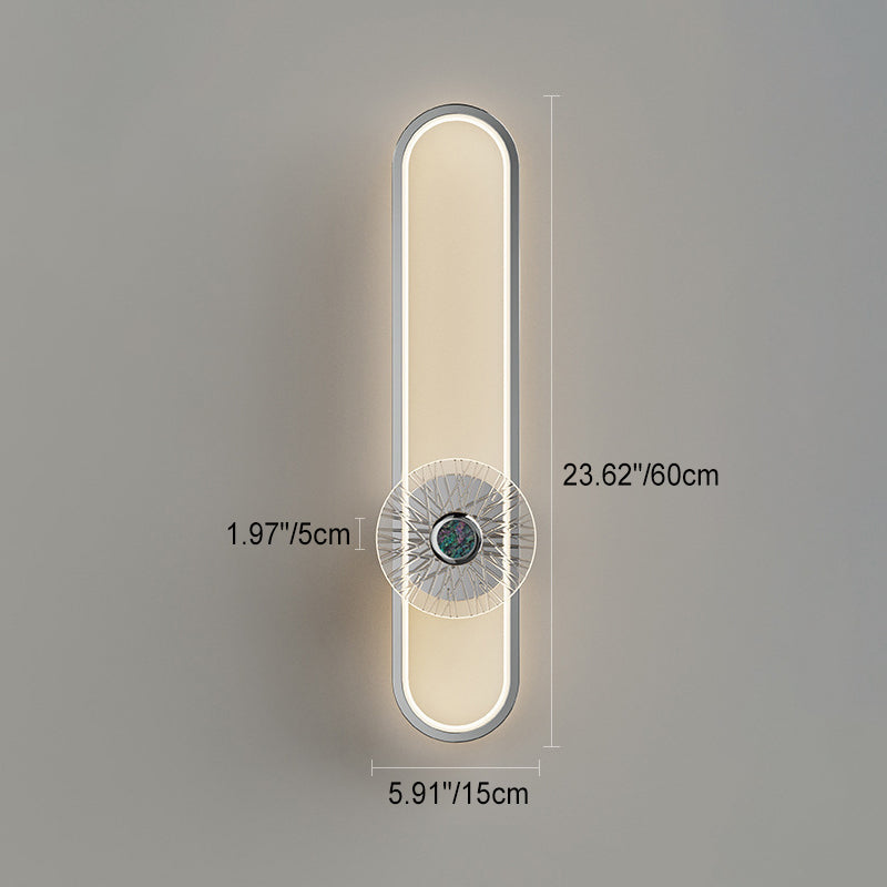 Moderne minimalistische lange ovale Hardware Aluminium LED Wandleuchte Lampe für Wohnzimmer 