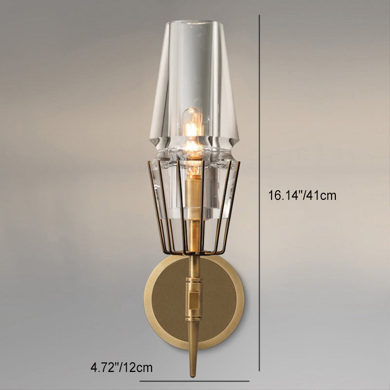 Zeitgenössische Retro Eisen Glas Zylinder 1/2 Licht Wand Leuchte Lampe Für Flur 