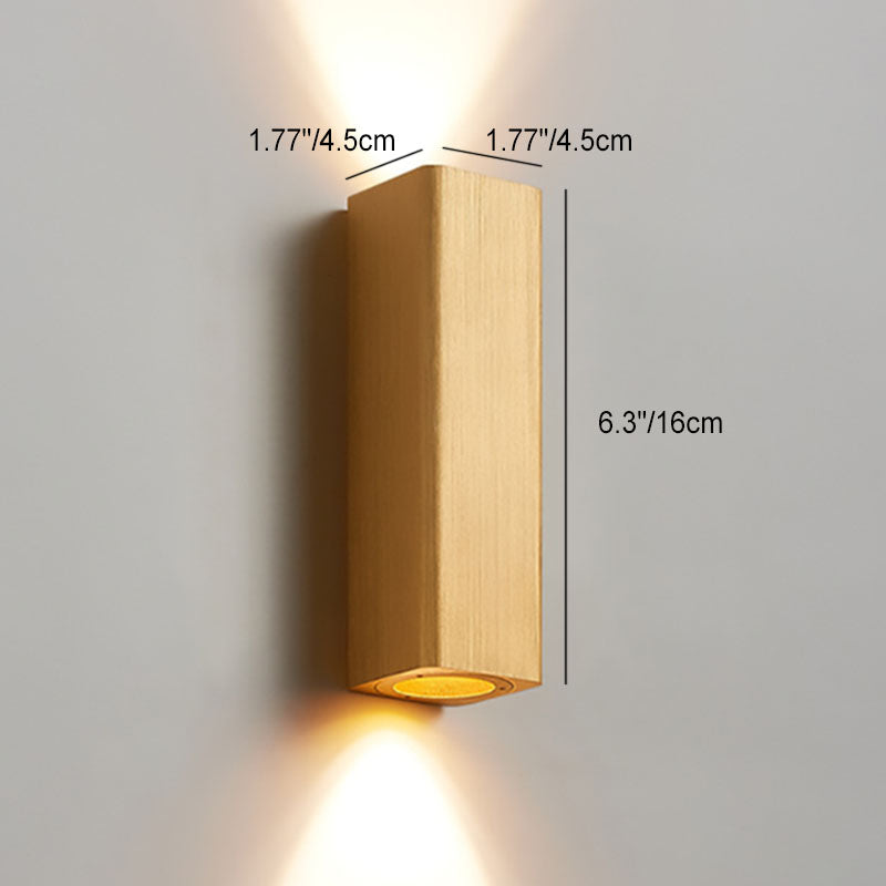 Nordic Minimalist Brushed Aluminum Rectangular Column LED Wall Sconce Lamp