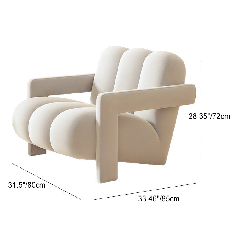 Sillón individual contemporáneo escandinavo de terciopelo y tejido sherpa con madera y espuma, con respaldo y reposabrazos, para sala de estar 