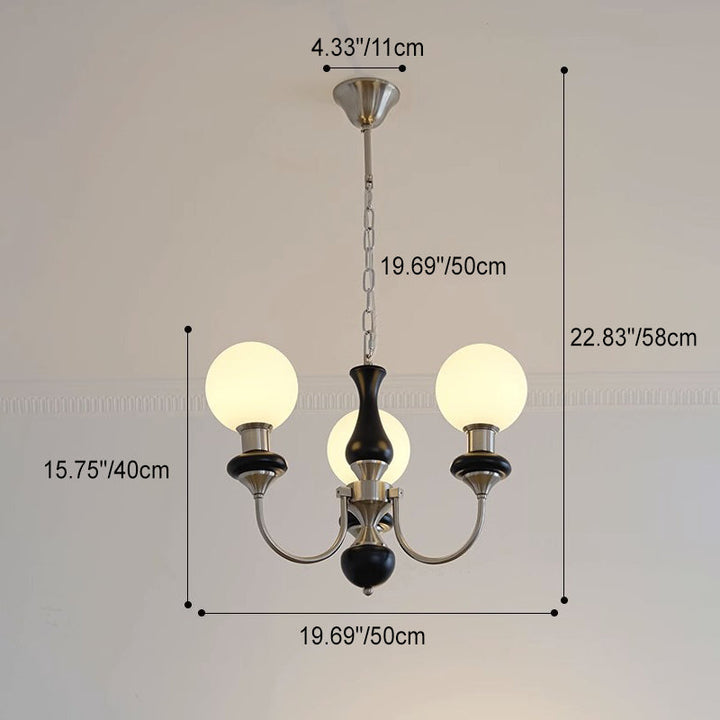 Traditioneller Vintage-Zweig mit gebogener Stange, Eisen, Holz, Glas, 3/5/6 Lichter, Kronleuchter für Wohnzimmer 