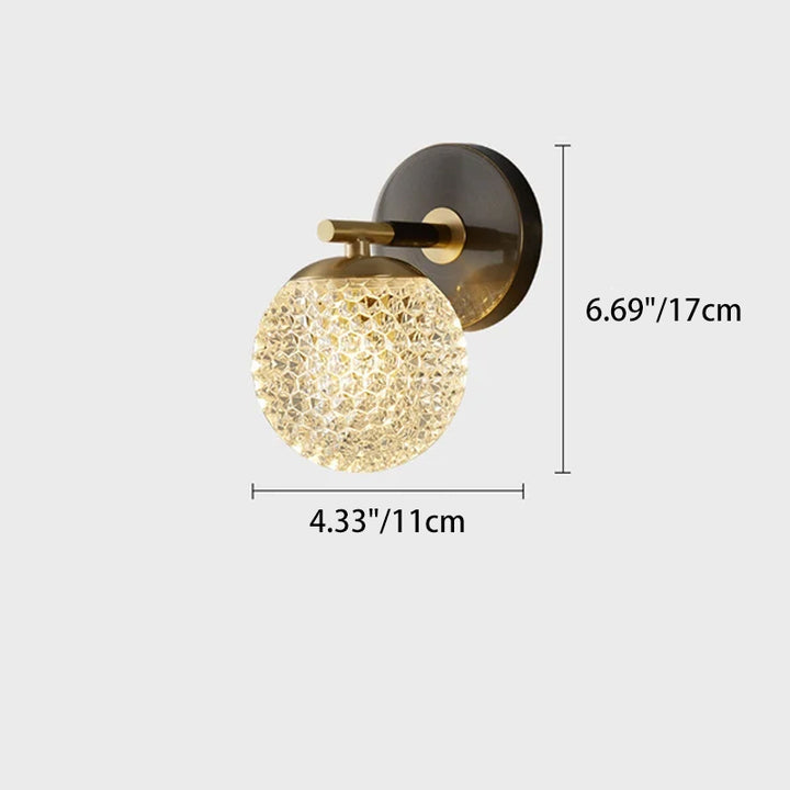 Contemporary Luxury Copper Acrylic Spherical Lamp Shade 1/2-Light Wall Sconce Lamp For Living Room & Bedroom