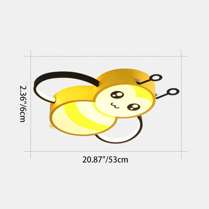 Contemporary Creative Iron Acrylic Bee Design Childlike Cartoon Kids LED Flush Mount Light For Living Room & Bedroom