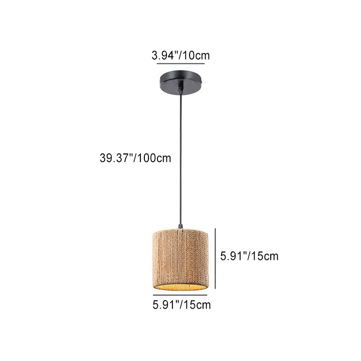 Suspension Luminaire Contemporain Boho Cylindre Vigne Fer 1 Lumière Pour Salon 