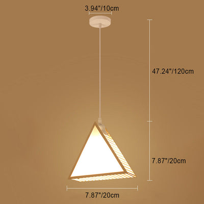 Traditionelle chinesische Bambusweberei geometrischer Käfig 1-flammige Pendelleuchte für Wohnzimmer 