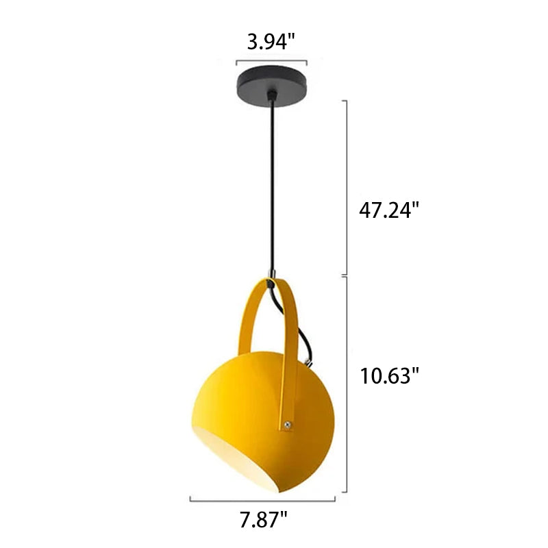 Dôme Macaron Métal 1 Lumière Suspension à Poignée Arquée 