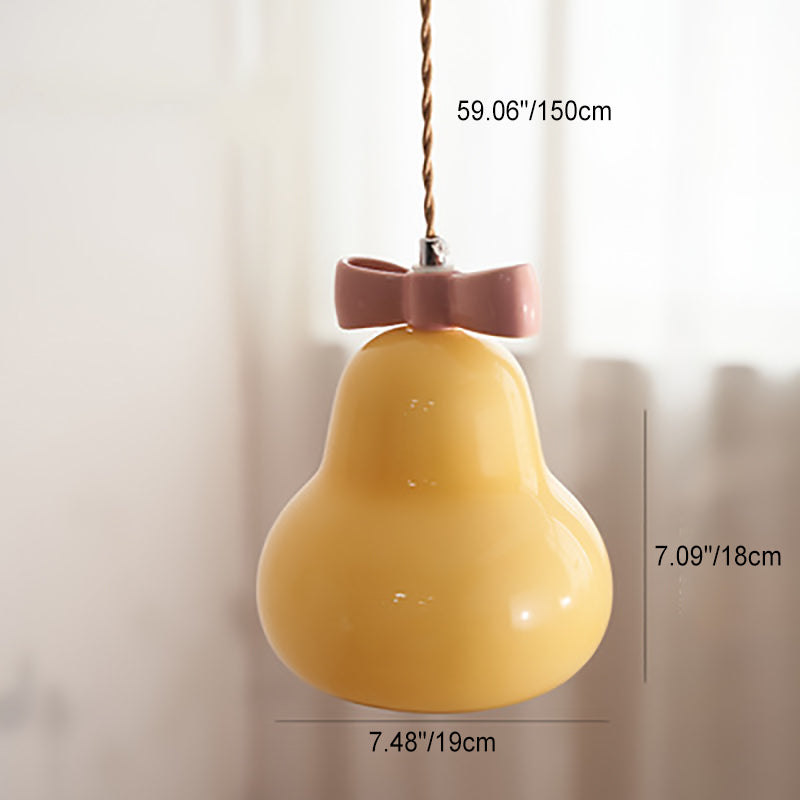 Contemporain Créatif Gourde Bow Matériel Verre Suspension 1-Lumière Pour Salon 