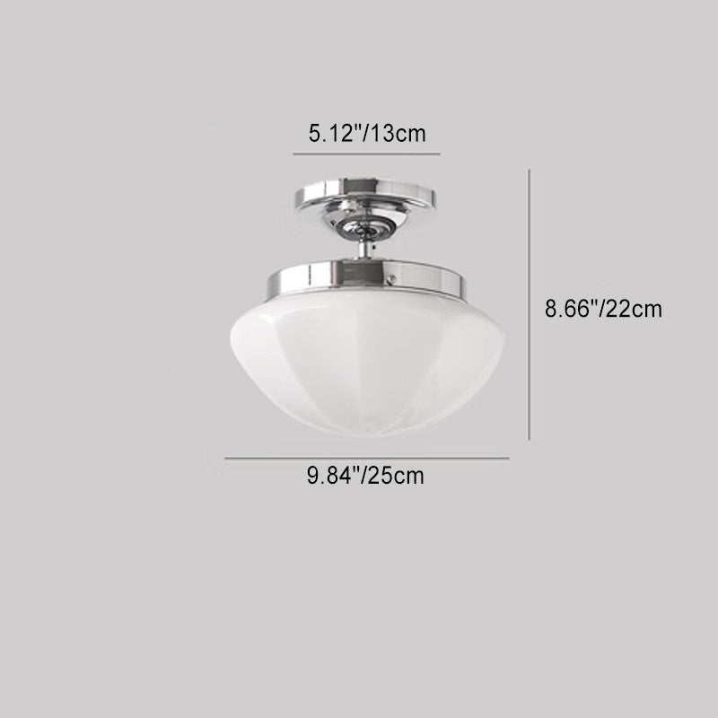 Luz de techo semiempotrada de 1 luz con forma hemisferoide de vidrio de hierro tradicional francés con ondas para pasillo 