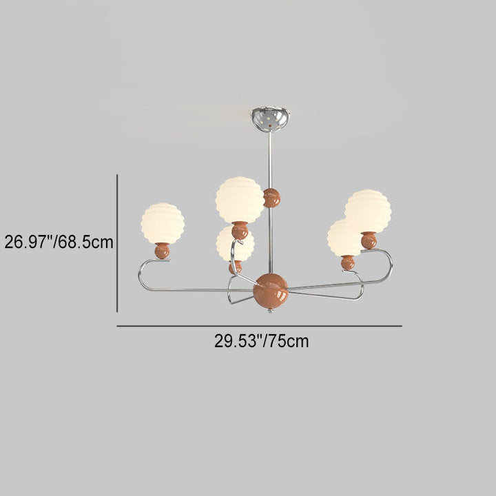 Chandelier contemporain nordique avec abat-jour en verre en forme de haricot magique et cadre en fer à 5/8 lumières pour salon 