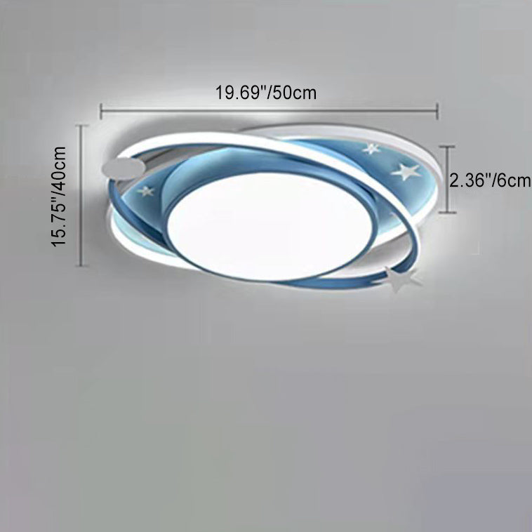 Moderno Arte Deco Noche Estrellada Redondo Ovalado Acrílico Aluminio LED Luz de Techo Empotrada Para Dormitorio 