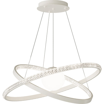 Lustre LED en fer et silicone à double cercle de luxe contemporain pour salon 